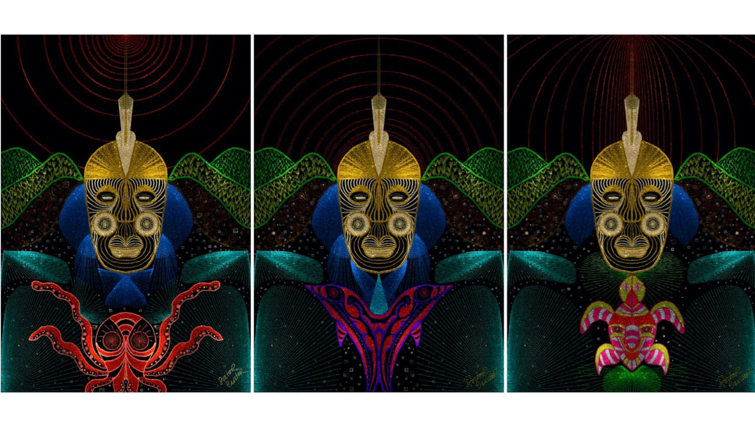 Octopus, Dolphin, Turtle