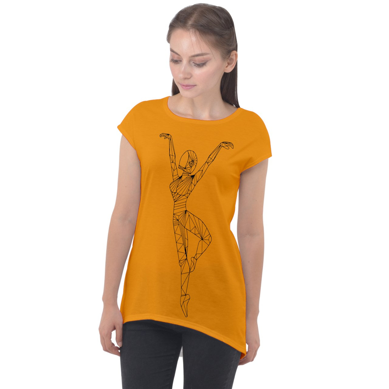 Afrobotica Releve Transparent Cap Sleeve High Low Top