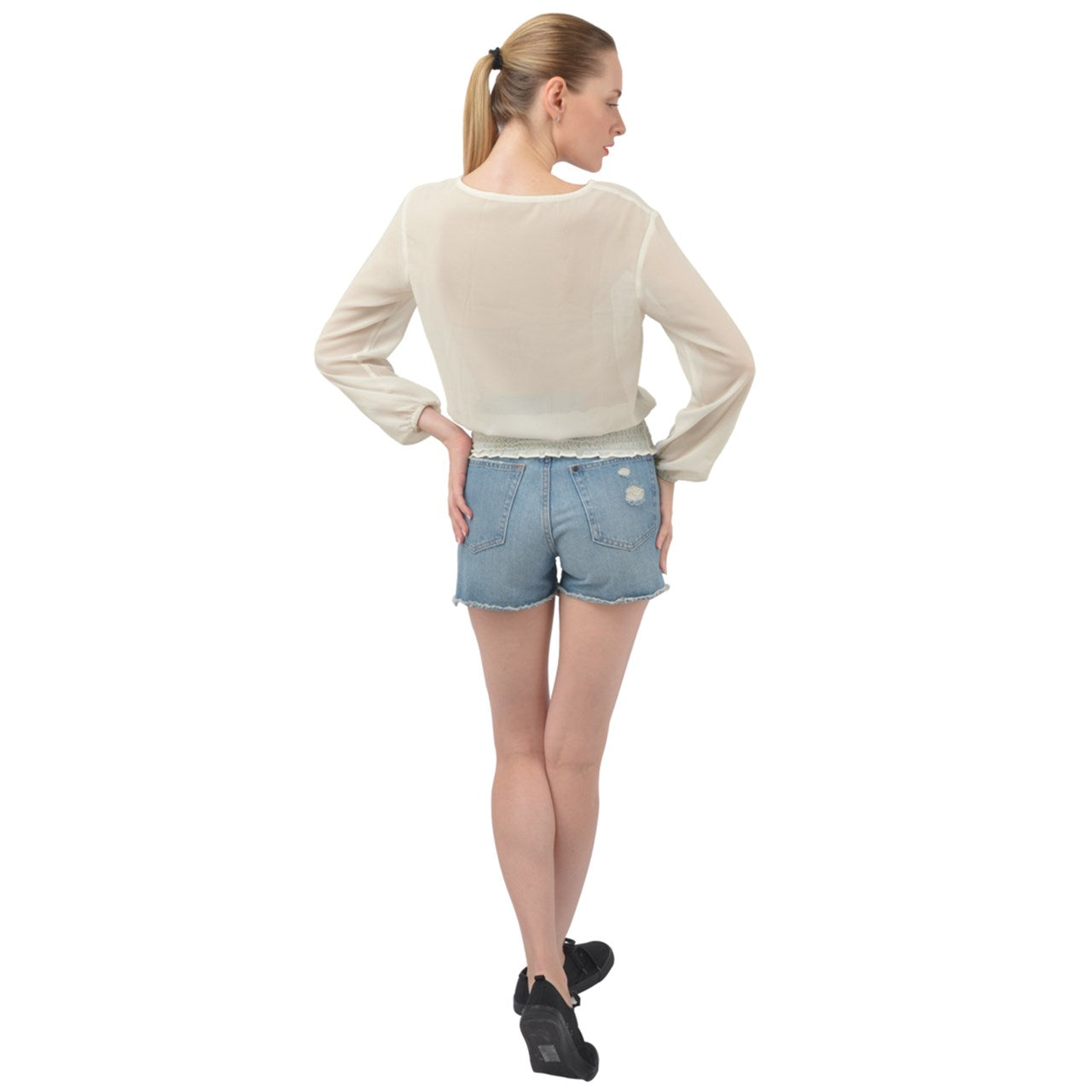 OmNaut Banded Bottom Chiffon Top