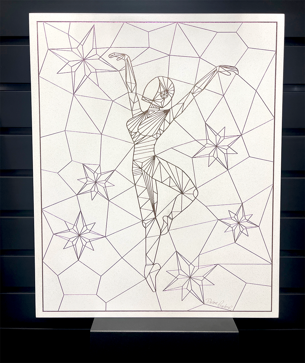 Afrobotica Releve Purple Shimmer White Panel 16"x20"