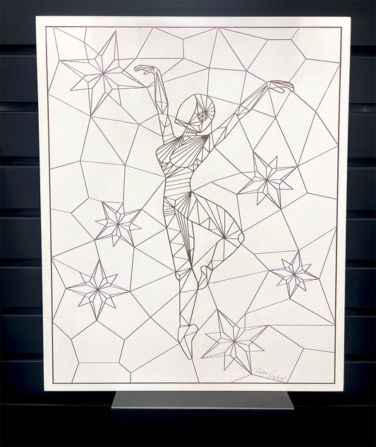 Afrobotica Releve Purple Shimmer White Panel 16"x20"
