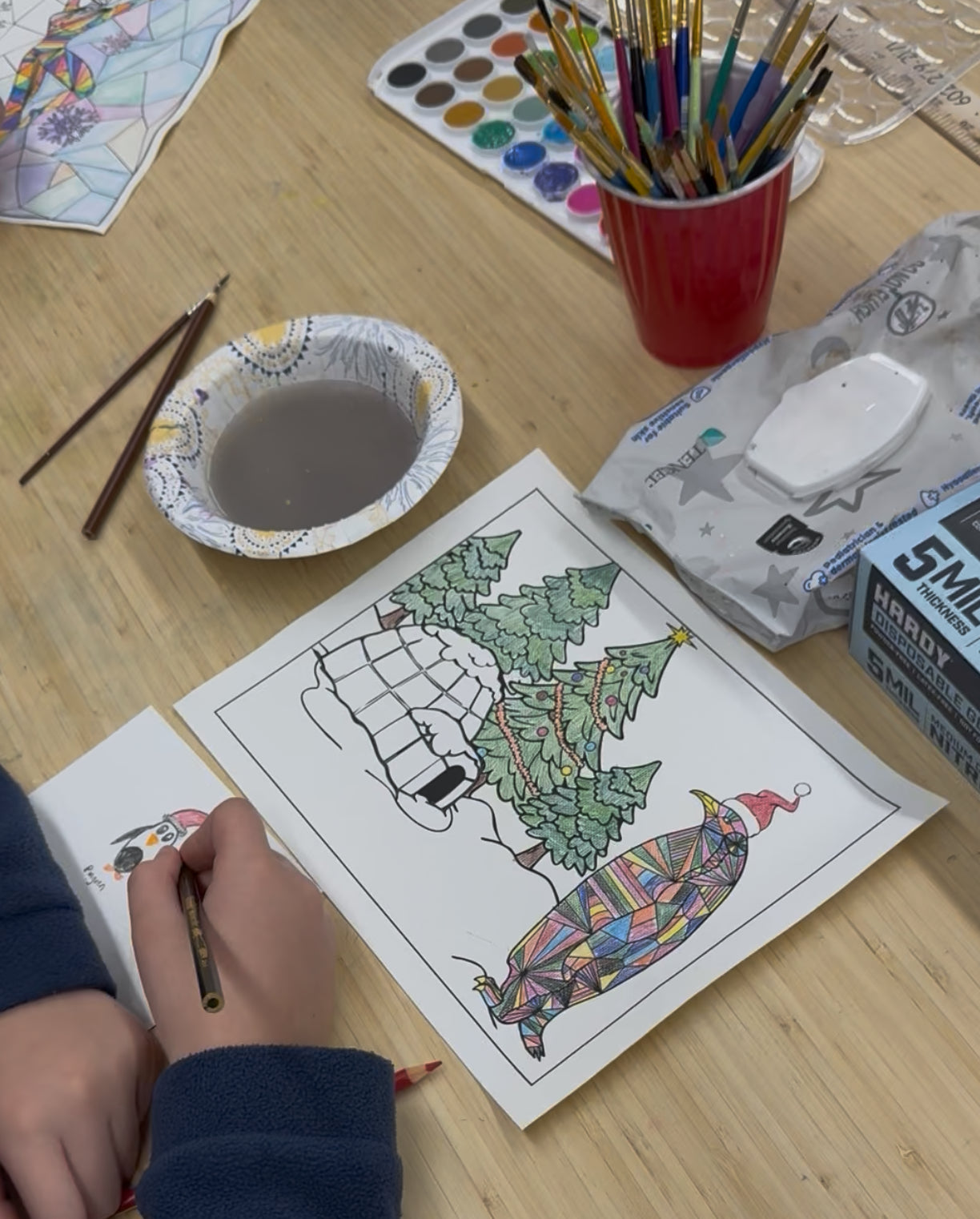 Holiday Penguin Loose Canvas Kit