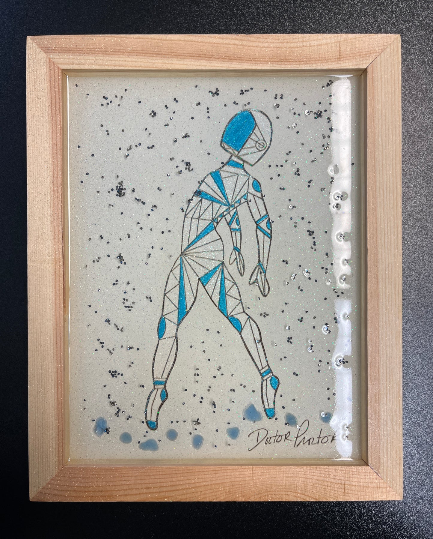 Reversible OmNaut and Afroboticus Cobalt Resin Pour 8" x 10"