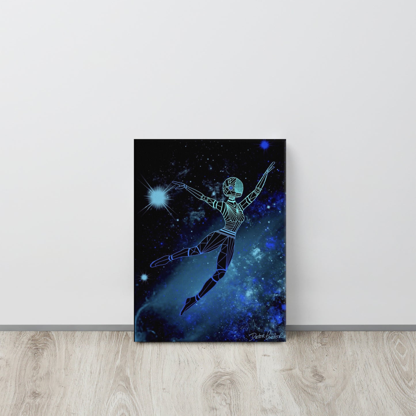 Afrobotica Leap Blue Canvas (12 x 16)