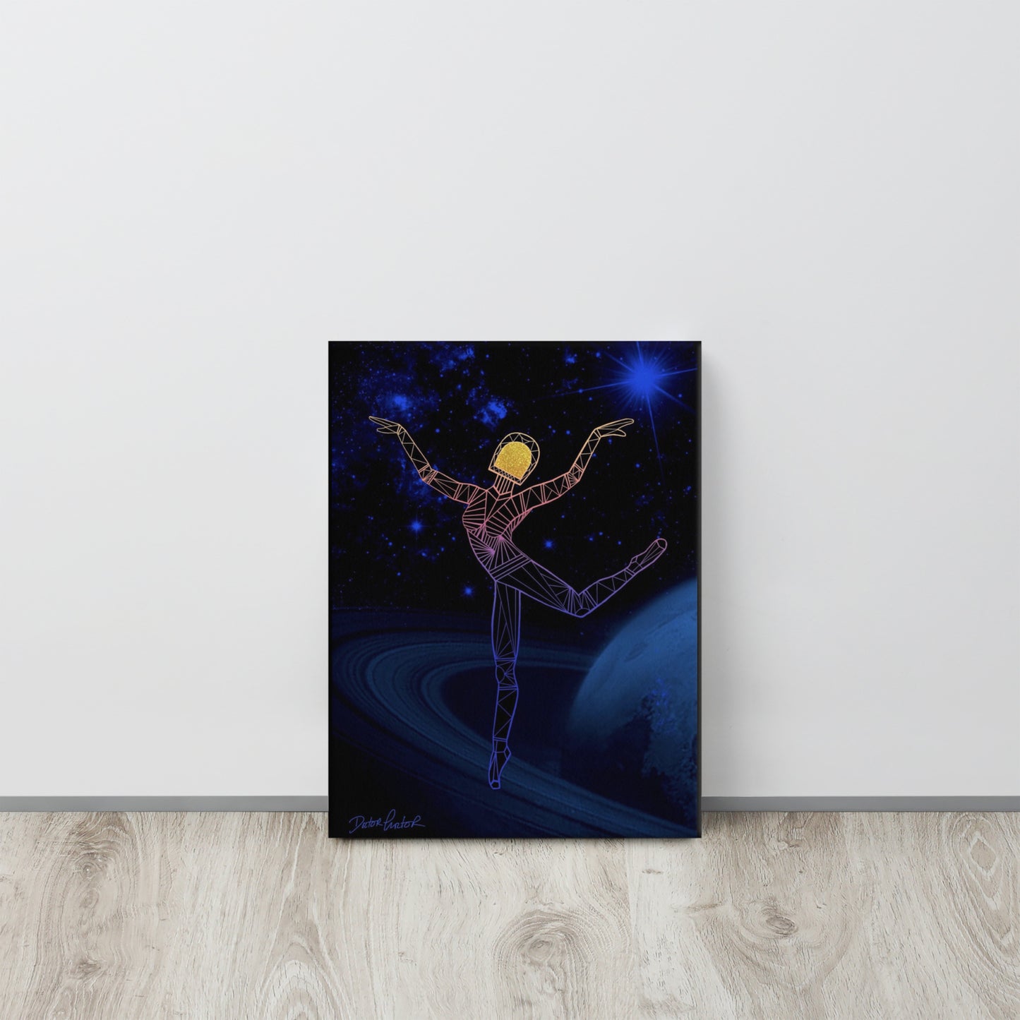 Afrobotica Rings Blue Canvas (12 x 16)