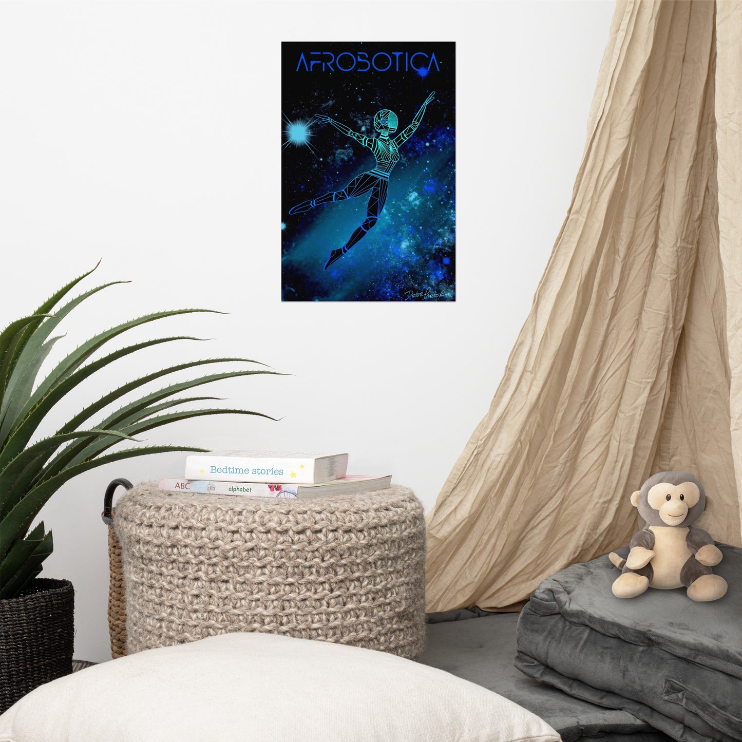 Afrobotica Leap Blue Poster (12 x 18)