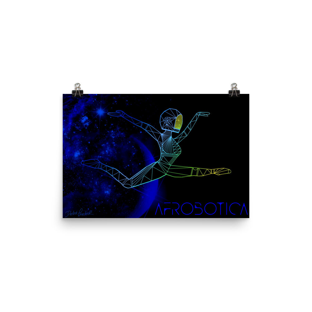 Afrobotica Ciseaux Blue Poster (18 x 12)
