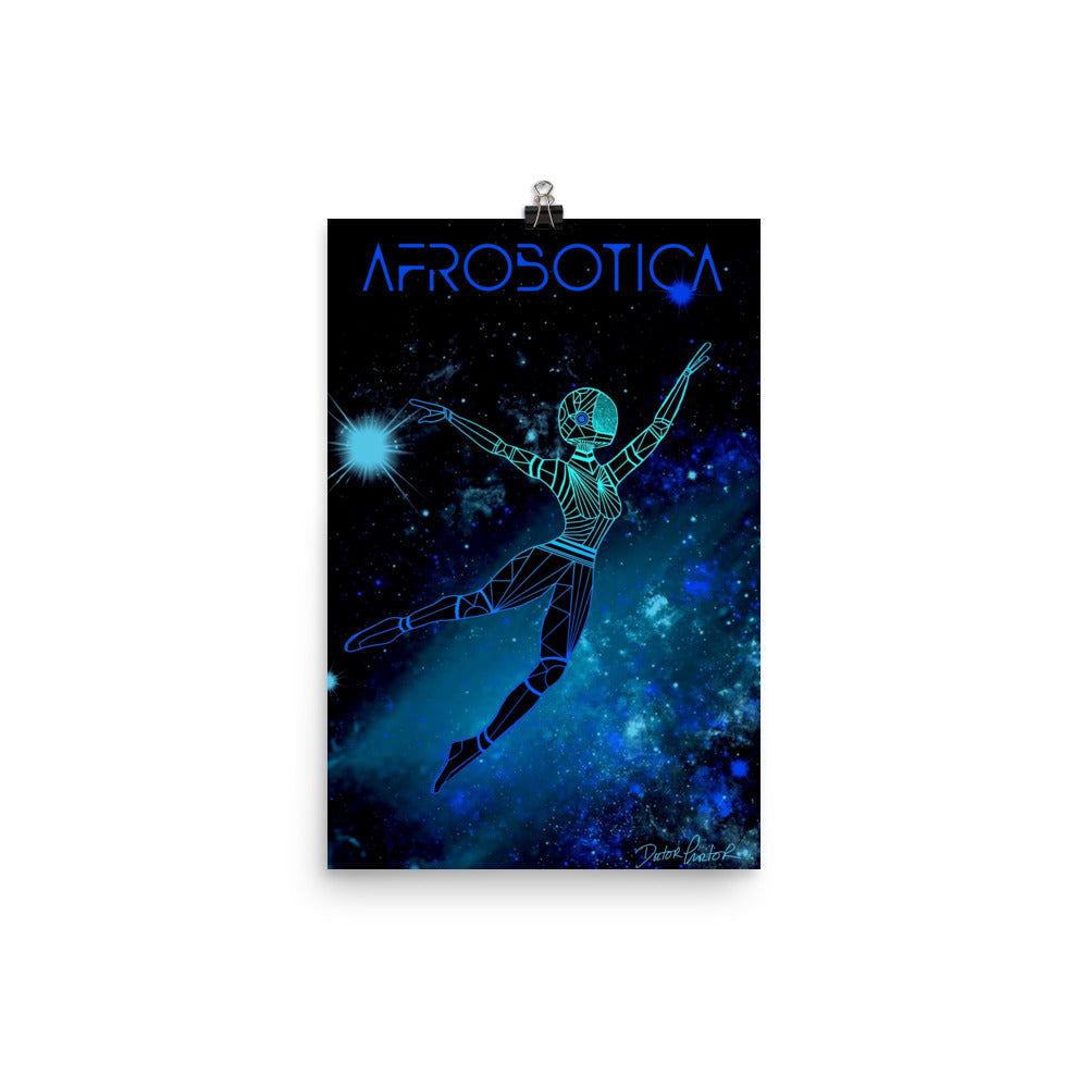 Afrobotica Leap Blue Poster (12 x 18)