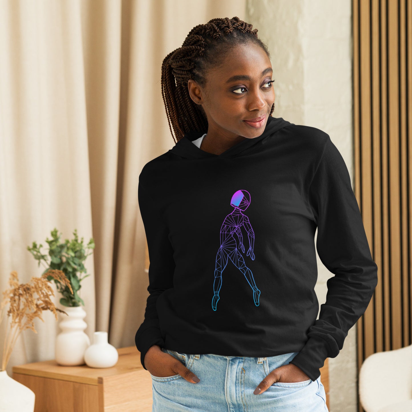 Afroboticus Cobalt Hooded long-sleeve tee