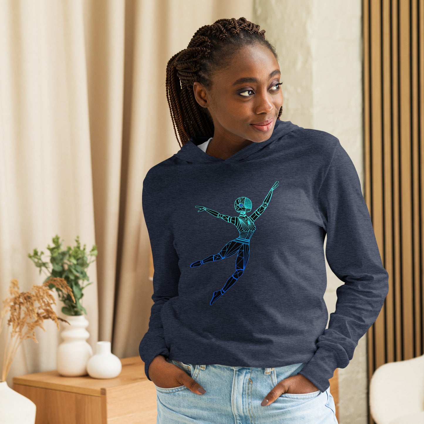 Afrobotica Leap Blue Hooded long-sleeve tee