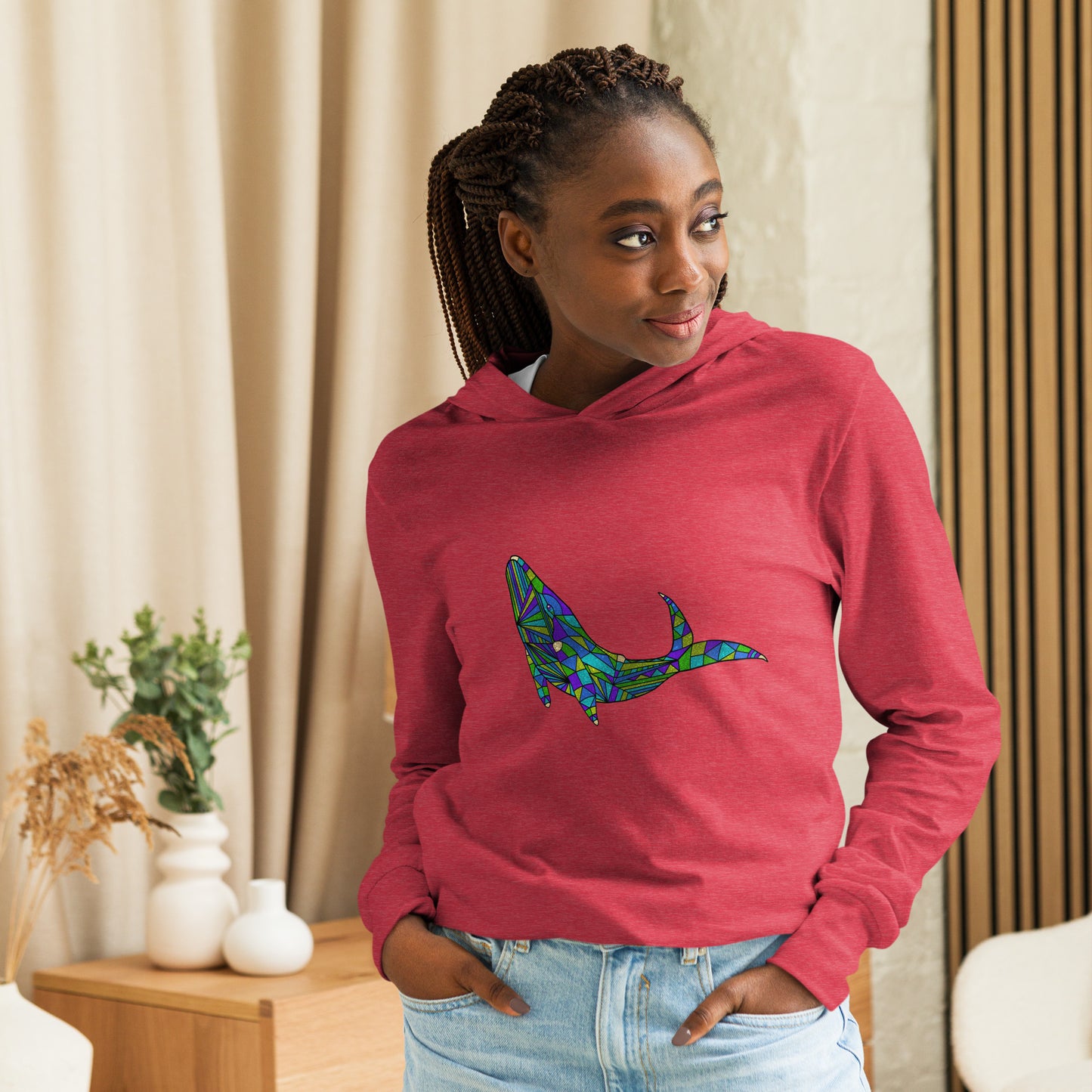 AstroCetacean Hooded long-sleeve tee