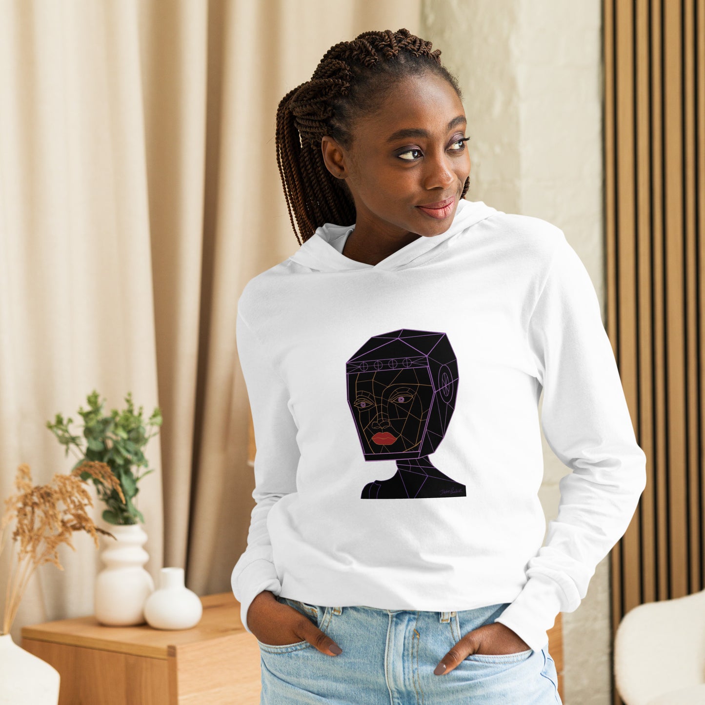 Afrobotica Bella Neon Hooded long-sleeve tee