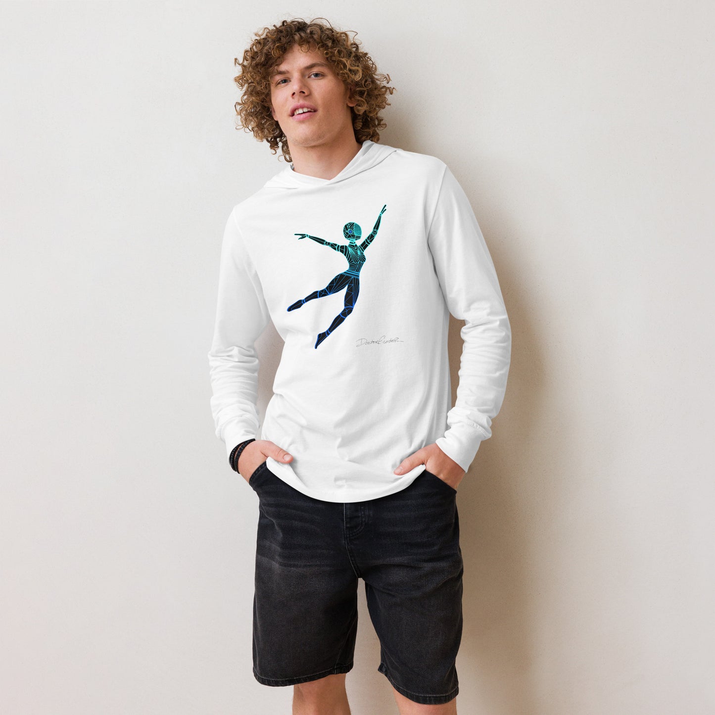 Afrobotica Leap Blue Hooded long-sleeve tee
