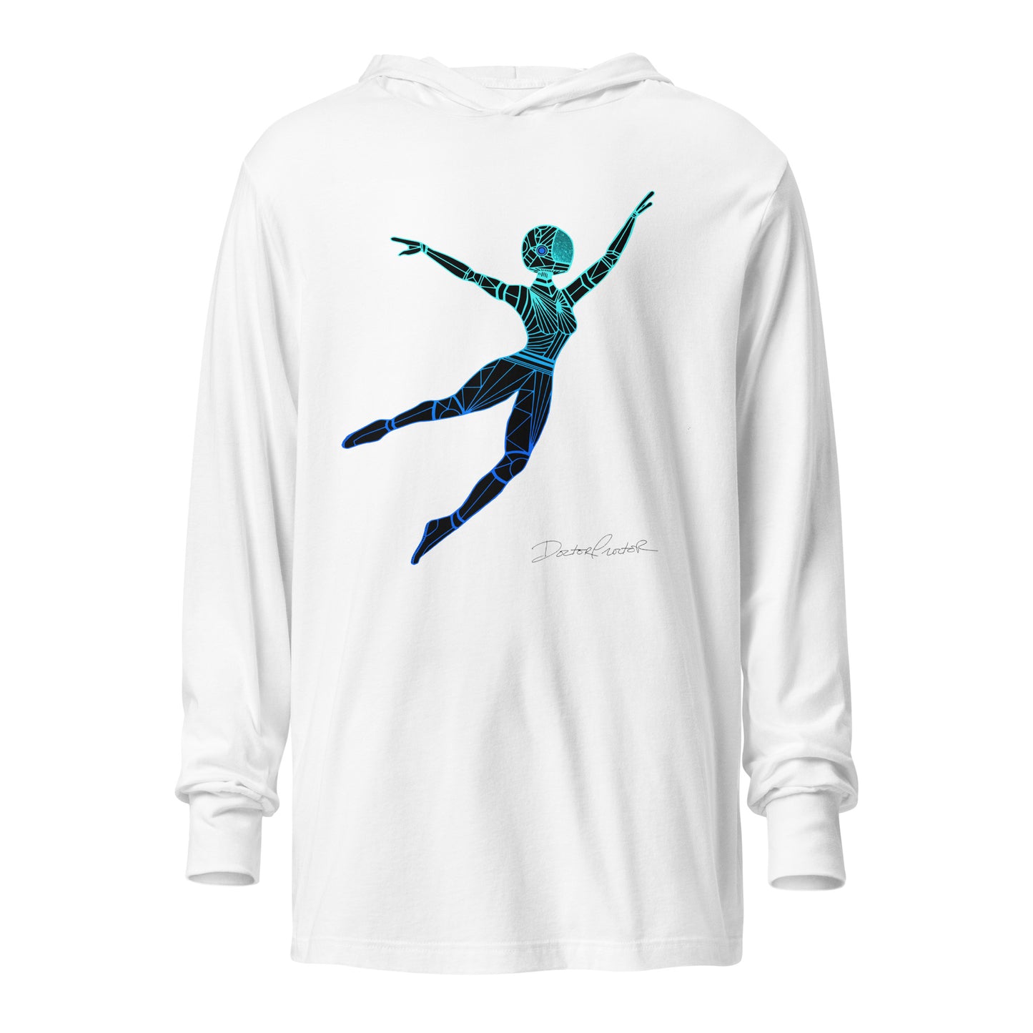 Afrobotica Leap Blue Hooded long-sleeve tee