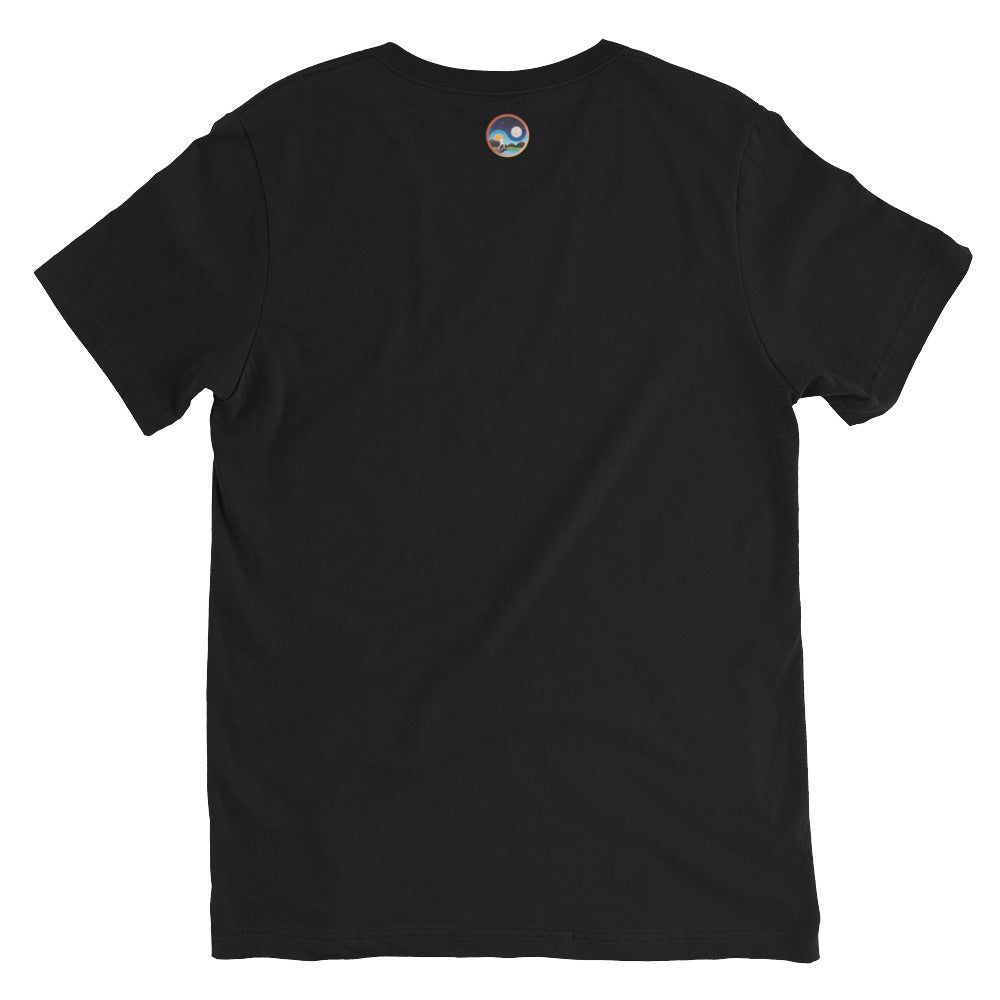 Afrobotica Leap Blue Unisex Short Sleeve V-Neck T-Shirt