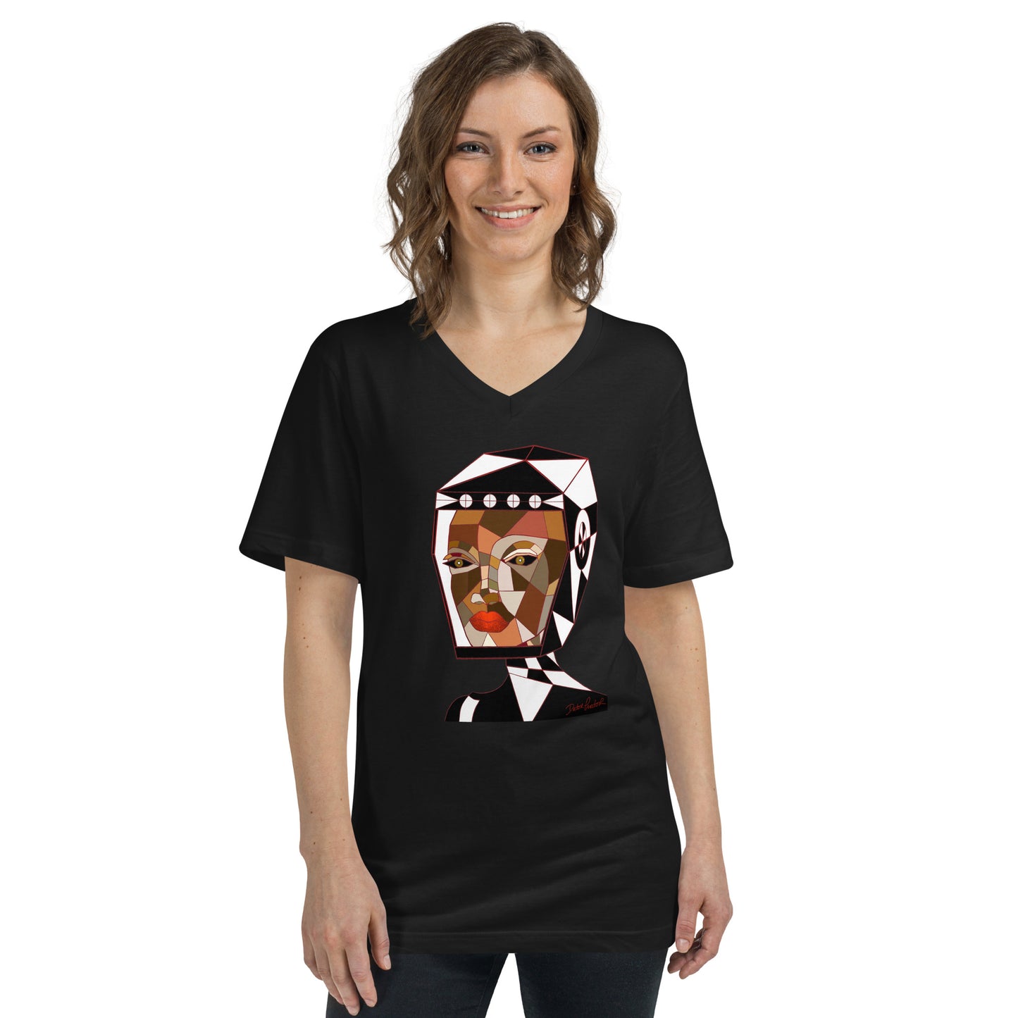 Afrobotica Bella Earth Unisex Short Sleeve V-Neck T-Shirt