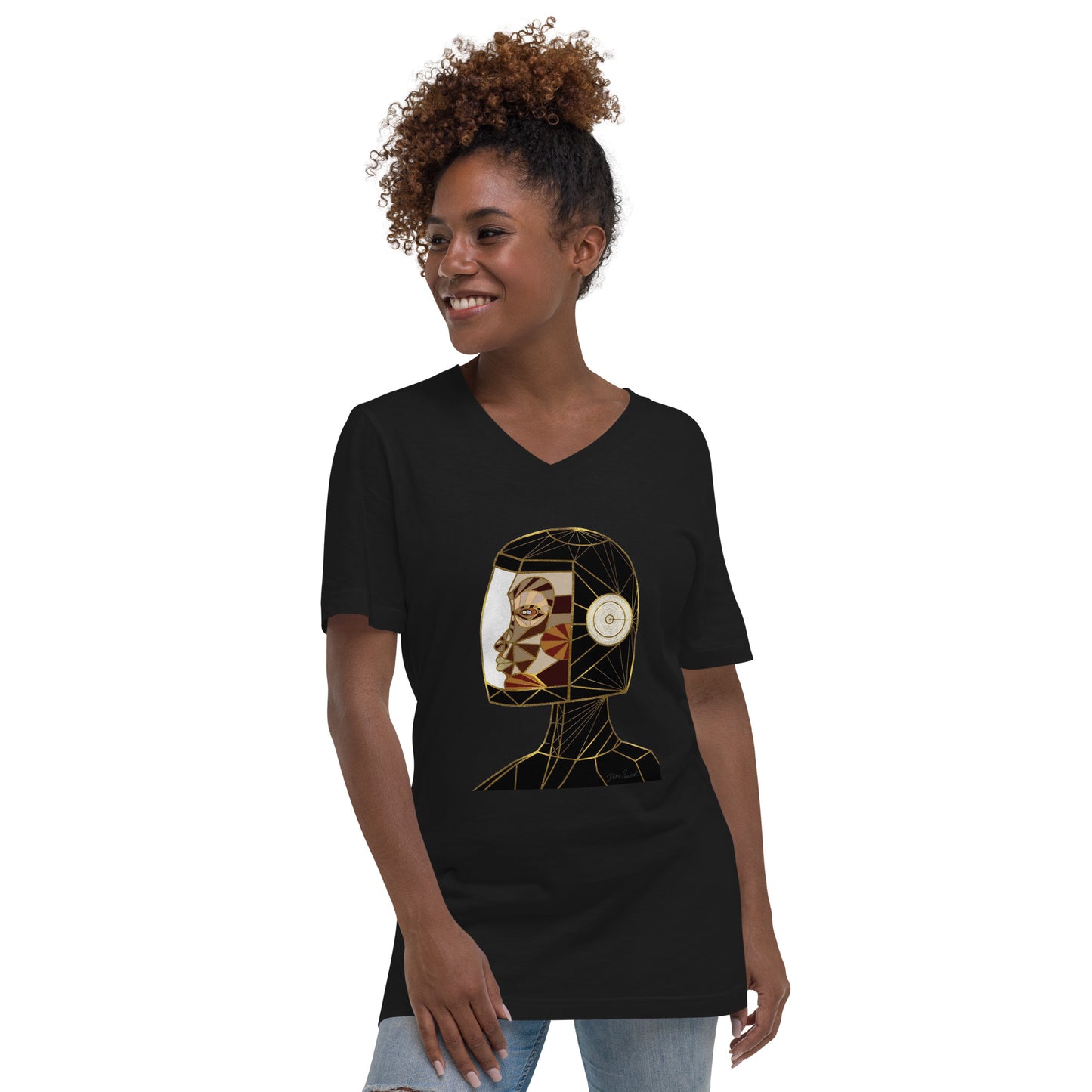 Afrobotica Native Earth Unisex Short Sleeve V-Neck T-Shirt