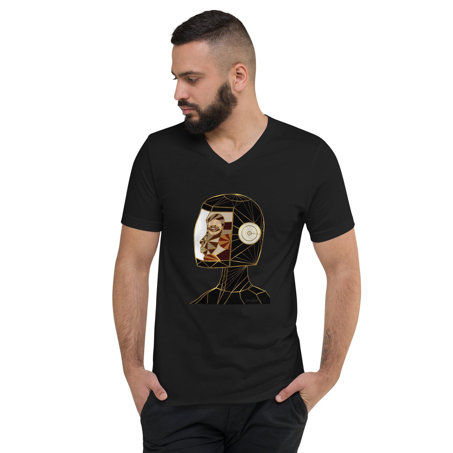 Afrobotica Native Earth Unisex Short Sleeve V-Neck T-Shirt