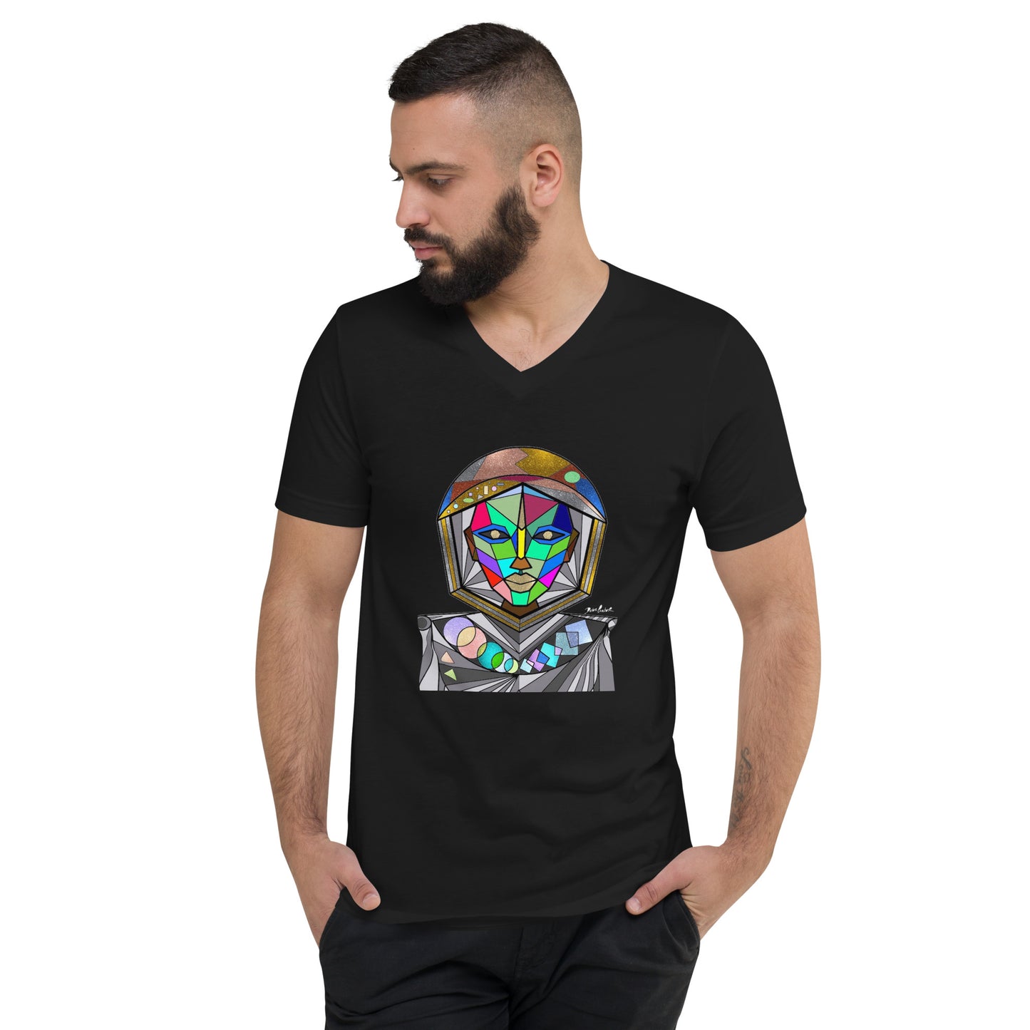 Afrobotica Avatar Multi Unisex Short Sleeve V-Neck T-Shirt