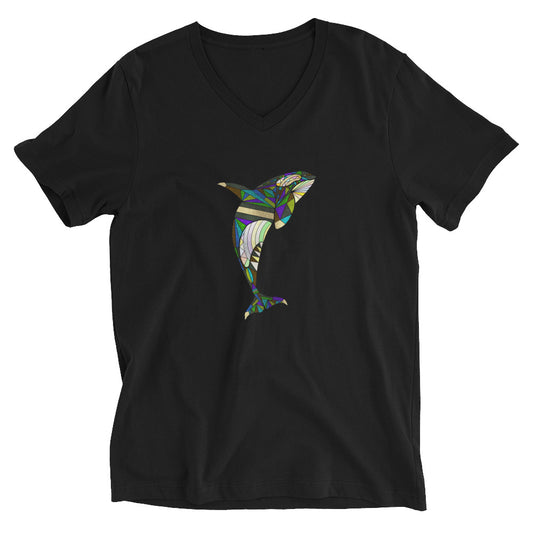 The Cosmic Orca Unisex Short Sleeve V-Neck T-Shirt