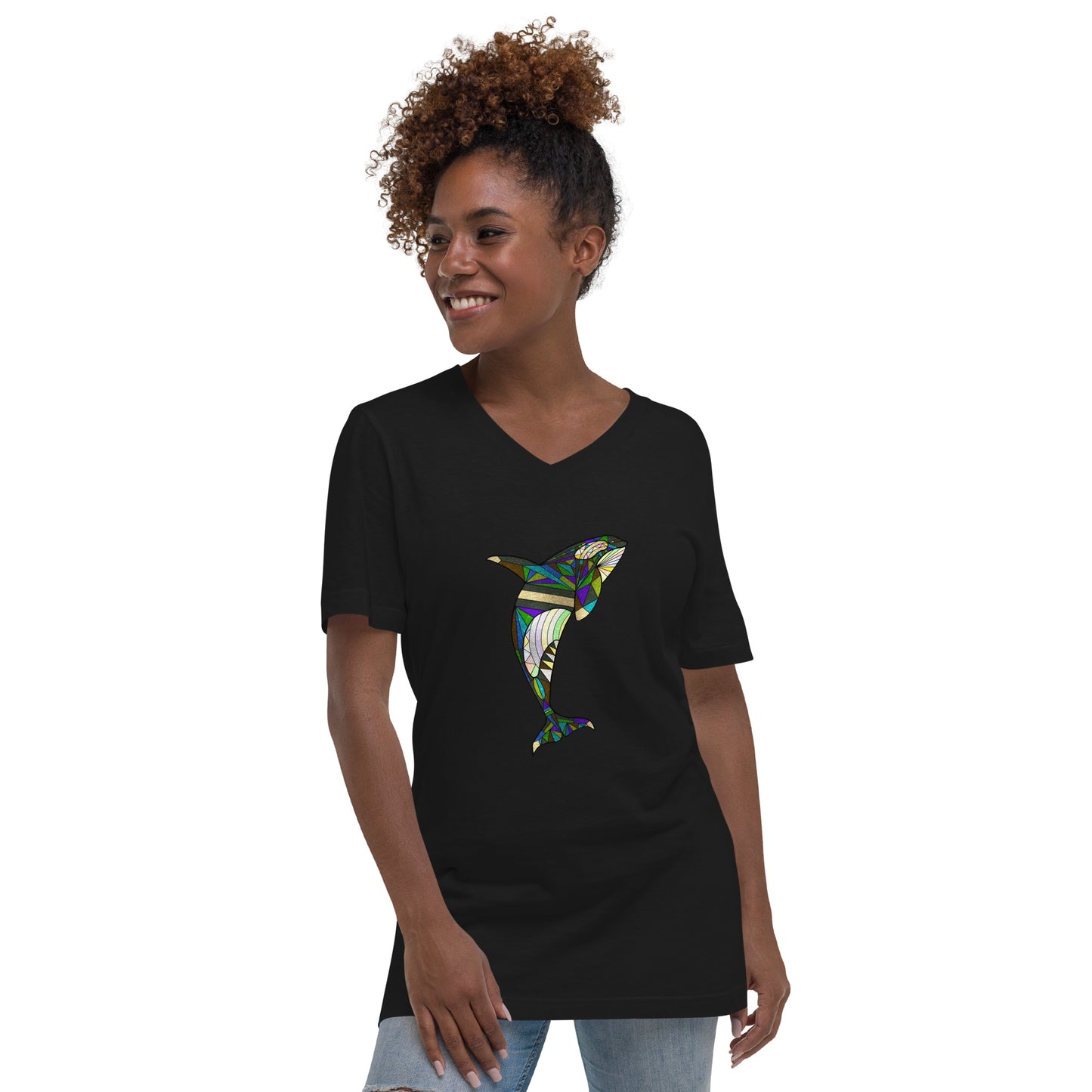 The Cosmic Orca Unisex Short Sleeve V-Neck T-Shirt