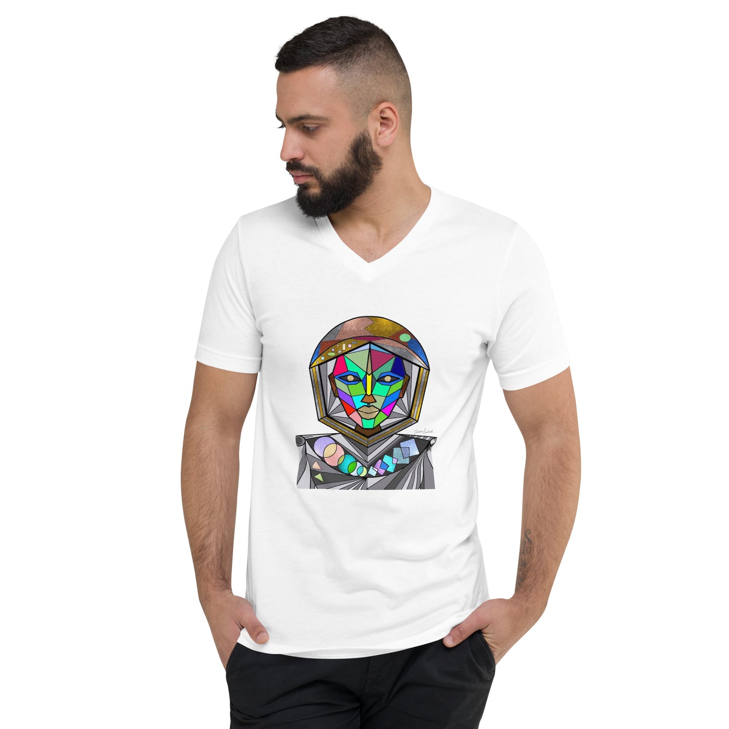 Afrobotica Avatar Multi Unisex Short Sleeve V-Neck T-Shirt