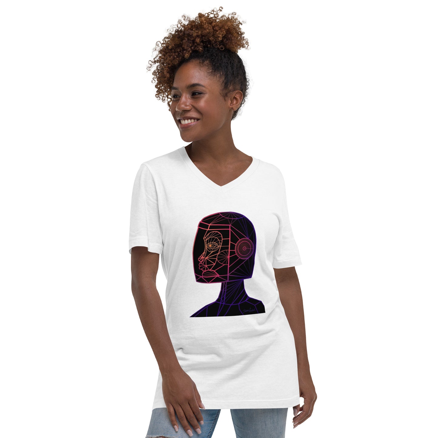 Afrobotica Native Neon Unisex Short Sleeve V-Neck T-Shirt