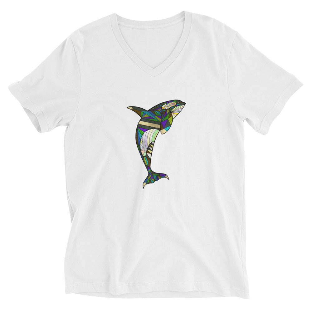 The Cosmic Orca Unisex Short Sleeve V-Neck T-Shirt