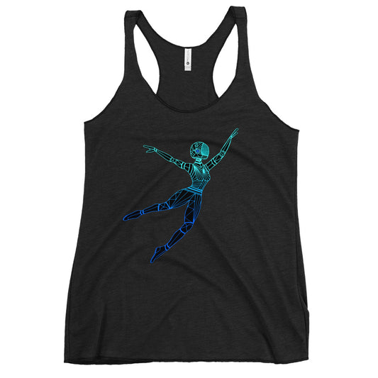 Afrobotica Leap Blue Women's Racerback Tank