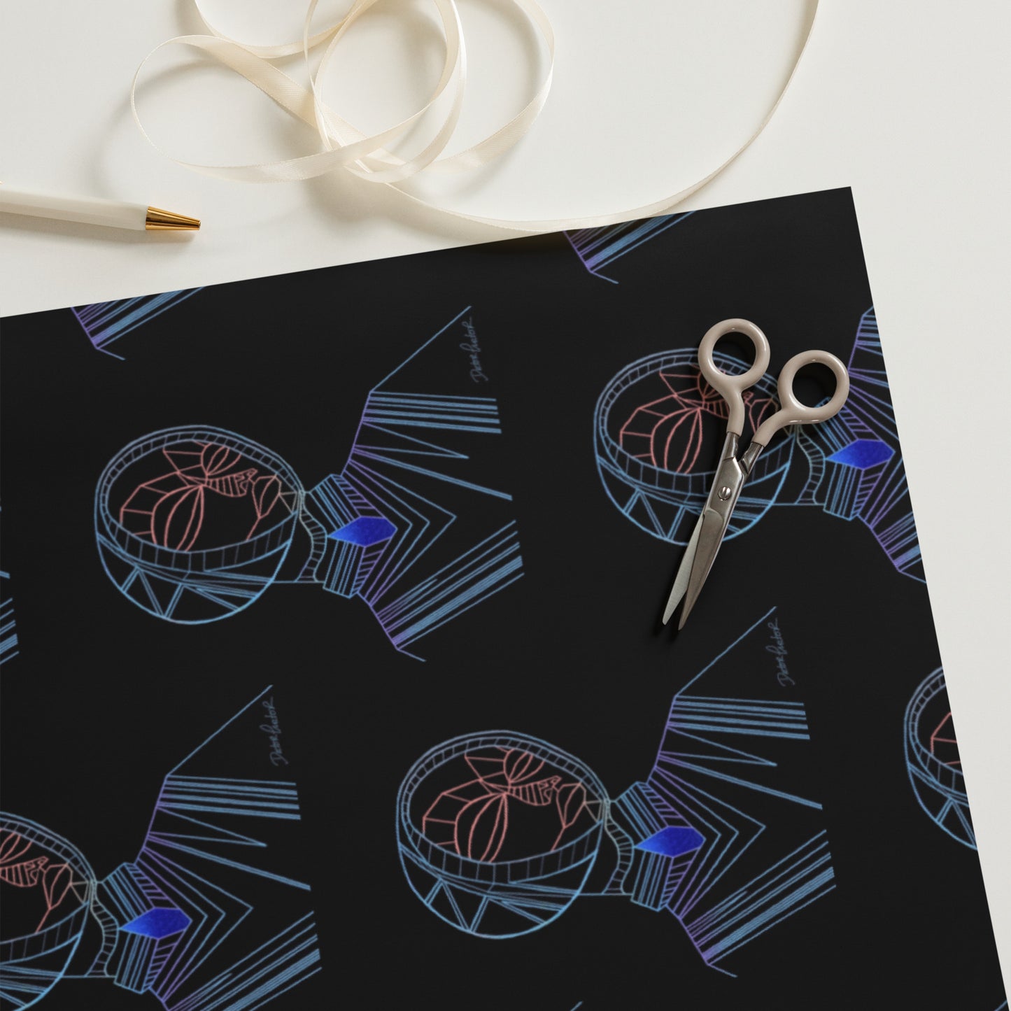 Afrobotica Melancholy Blue Wrapping paper sheets