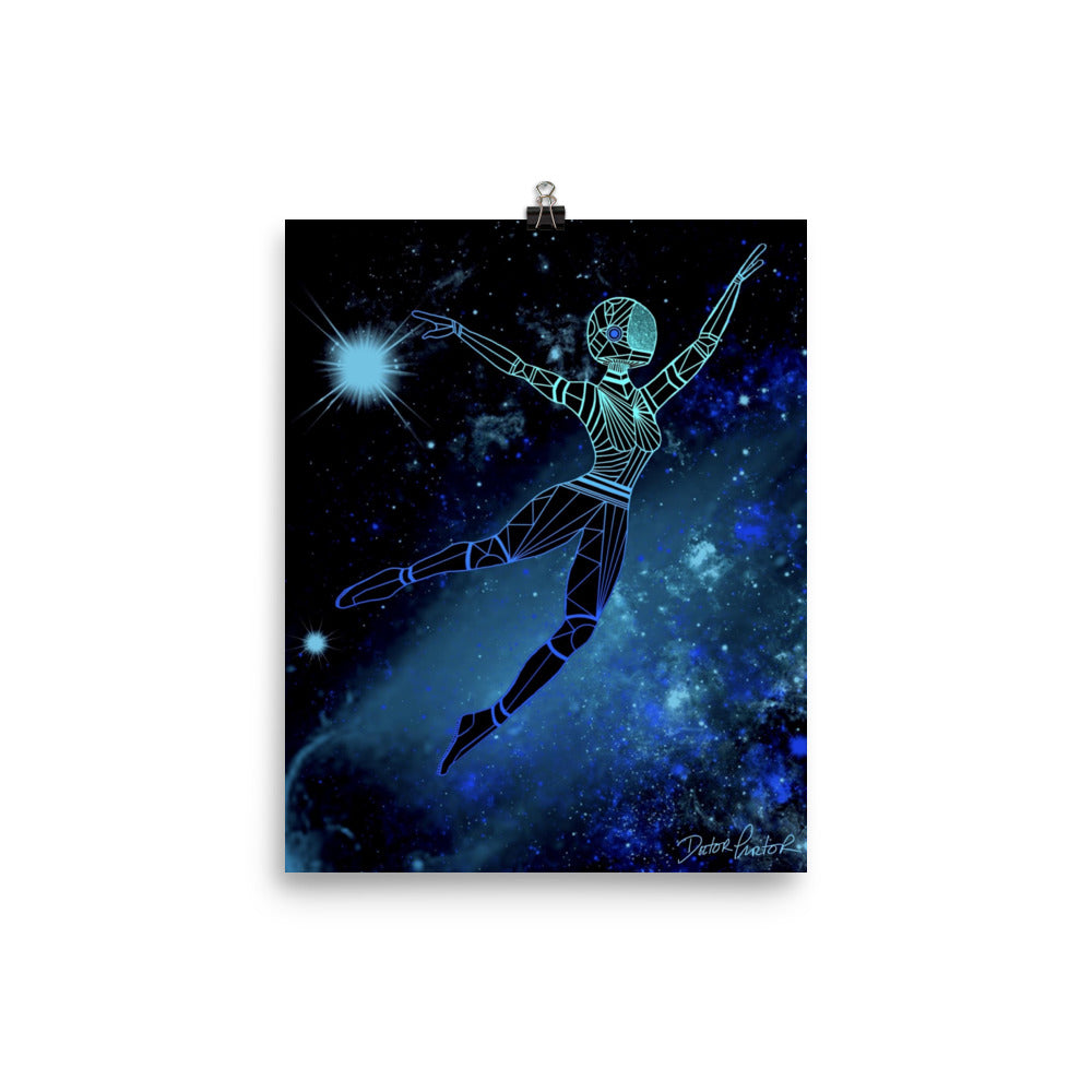 Afrobotica Leap Blue Poster (8 x 10)