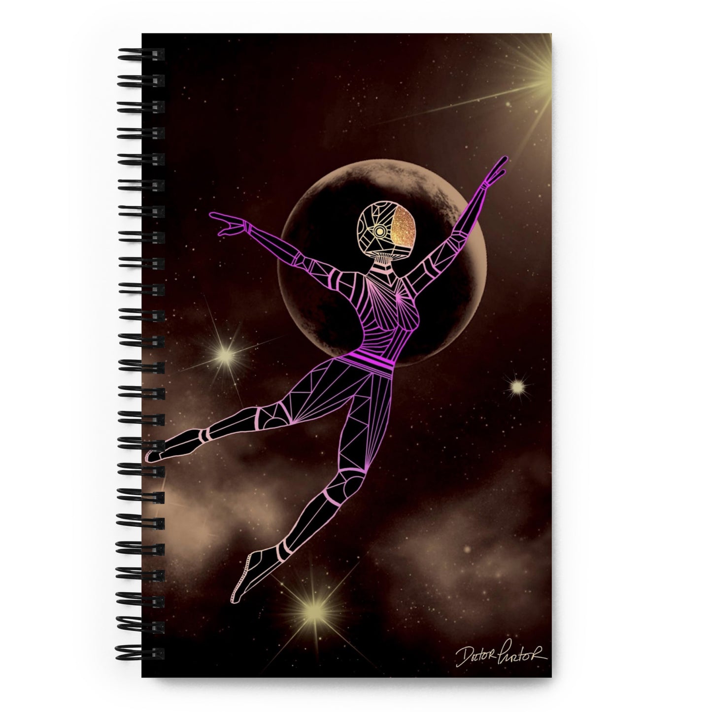 Afrobotica Leap into the Moon Spiral notebook
