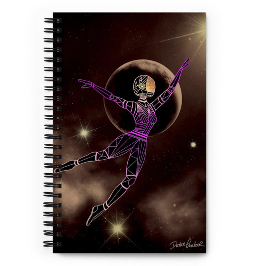 Afrobotica Leap into the Moon Spiral notebook