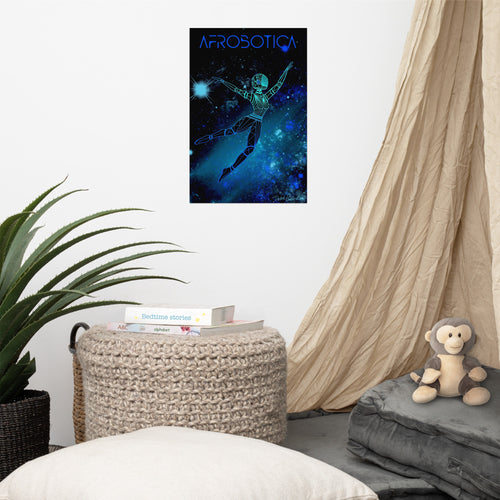 Afrobotica Leap Blue Poster (12 x 18)