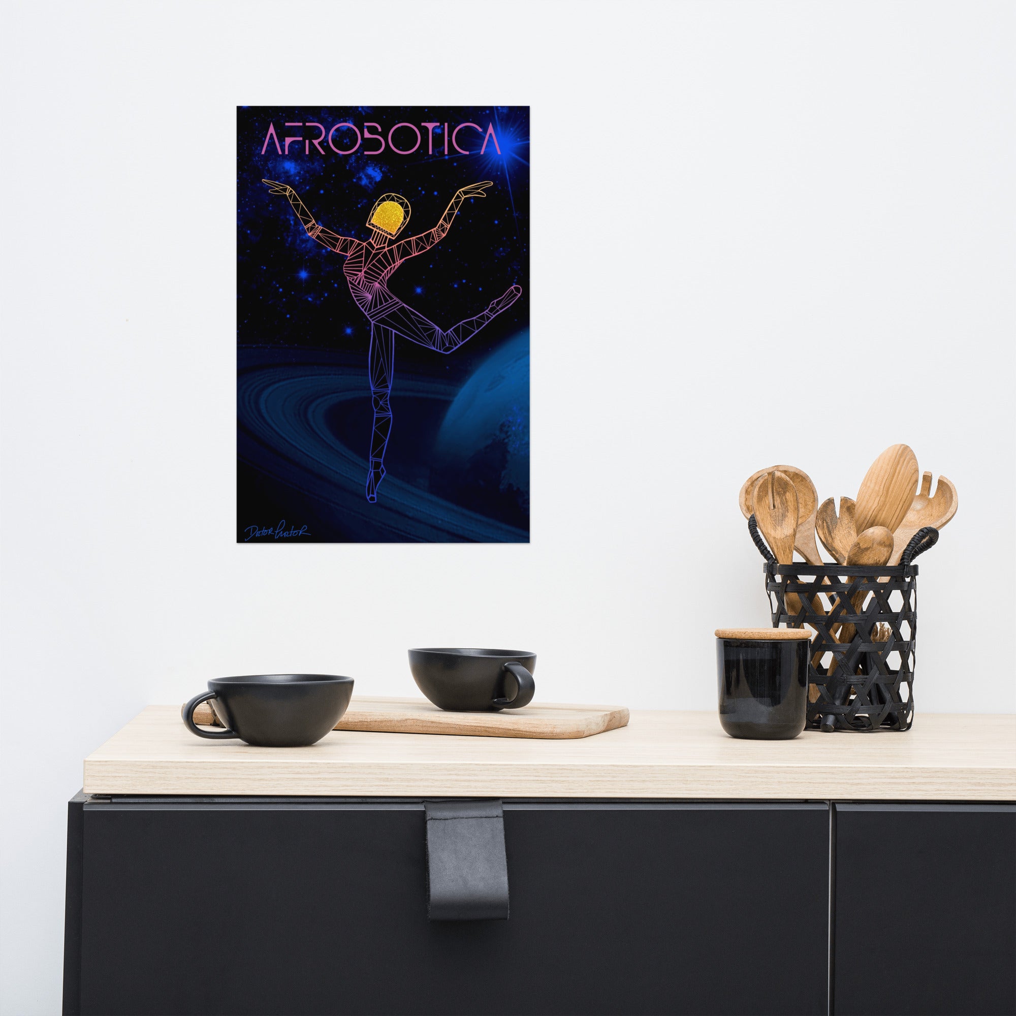 Afrobotica Rings Blue Poster (12 x 18)