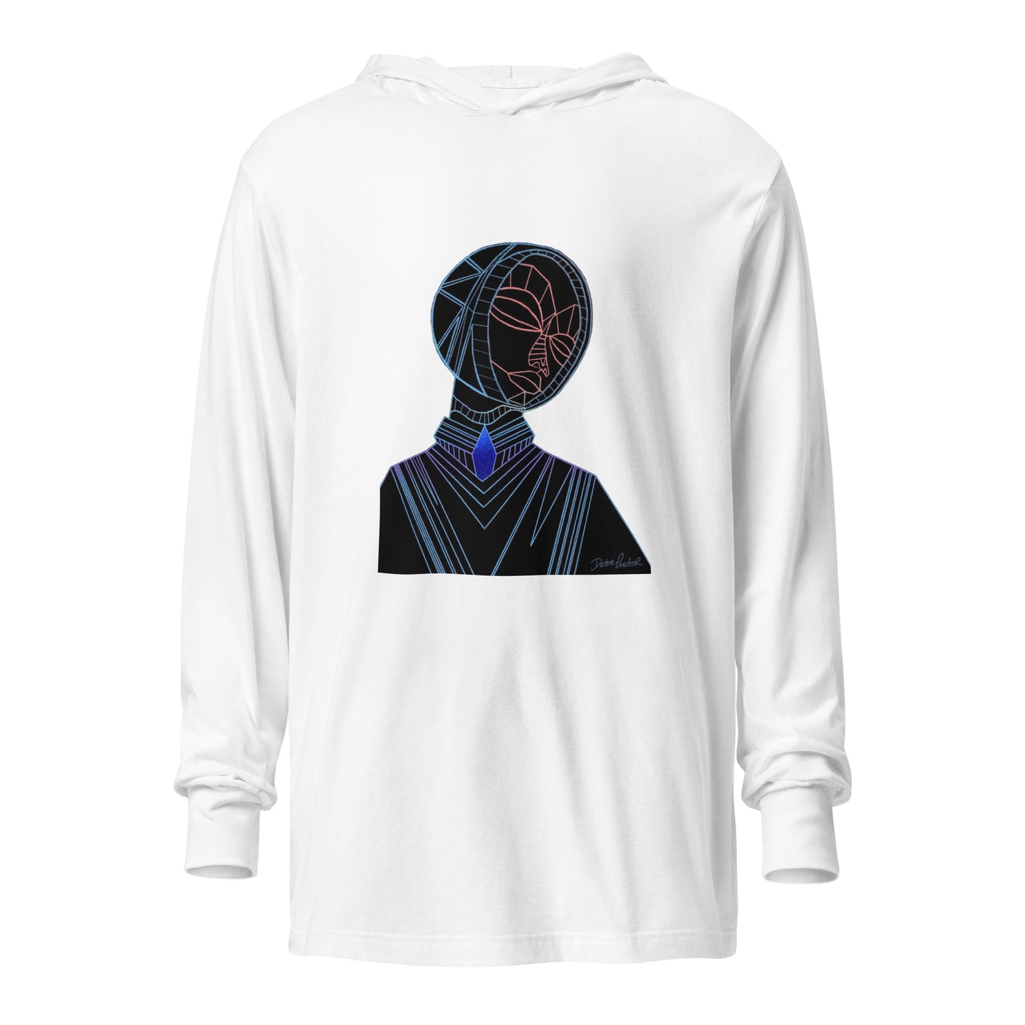 Afrobotica Melancholy Blue Hooded long-sleeve tee