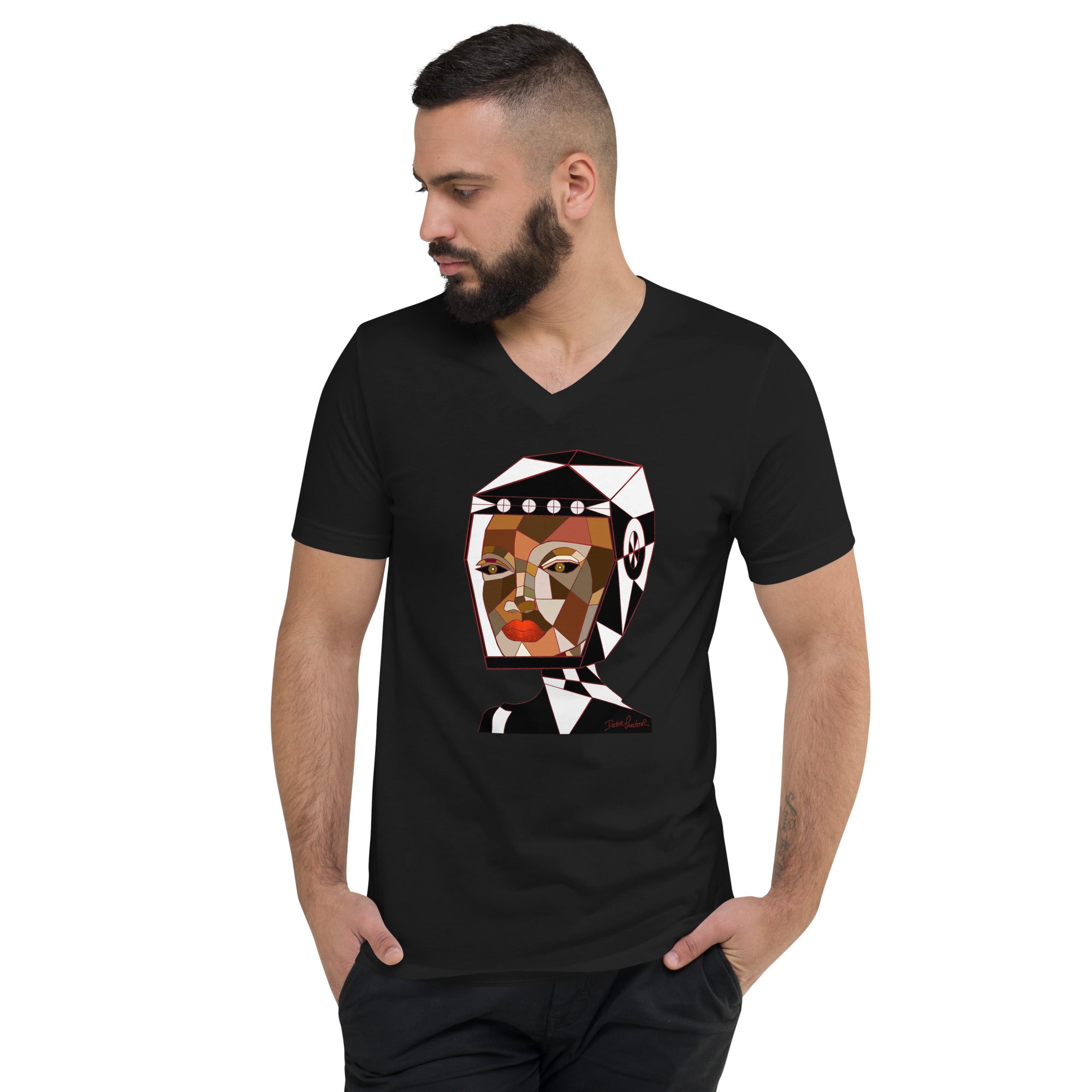 Afrobotica Bella Earth Unisex Short Sleeve V-Neck T-Shirt