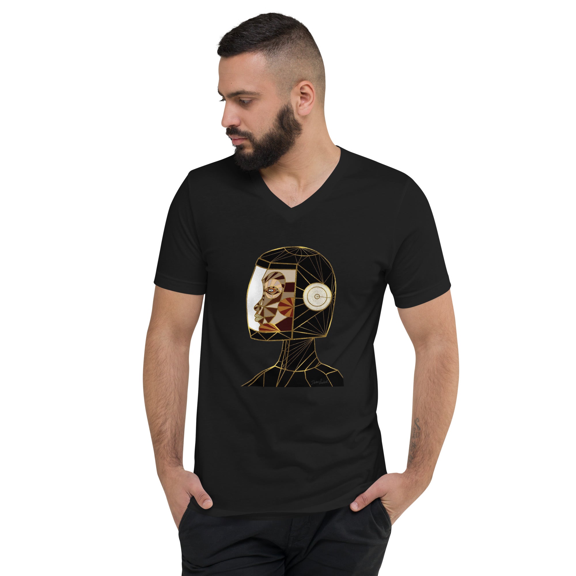 Afrobotica Native Earth Unisex Short Sleeve V-Neck T-Shirt