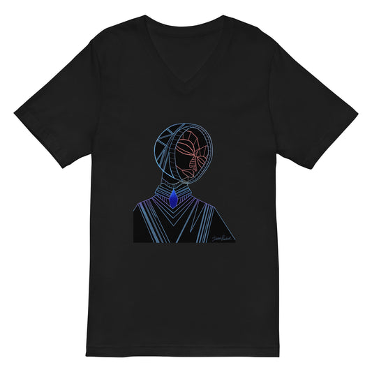 Afrobotica Melancholy Blue Unisex Short Sleeve V-Neck T-Shirt