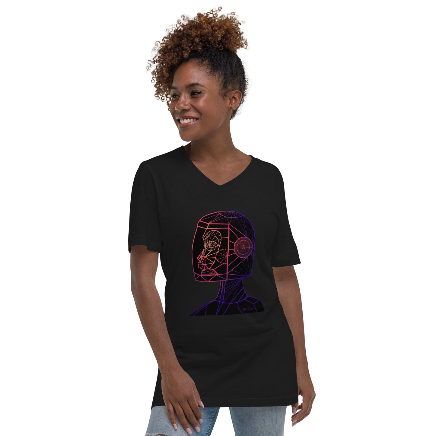 Afrobotica Native Neon Unisex Short Sleeve V-Neck T-Shirt