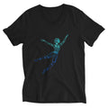 Afrobotica Leap Blue Unisex Short Sleeve V-Neck T-Shirt