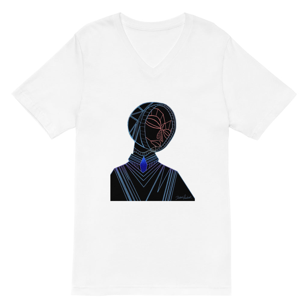 Afrobotica Melancholy Blue Unisex Short Sleeve V-Neck T-Shirt