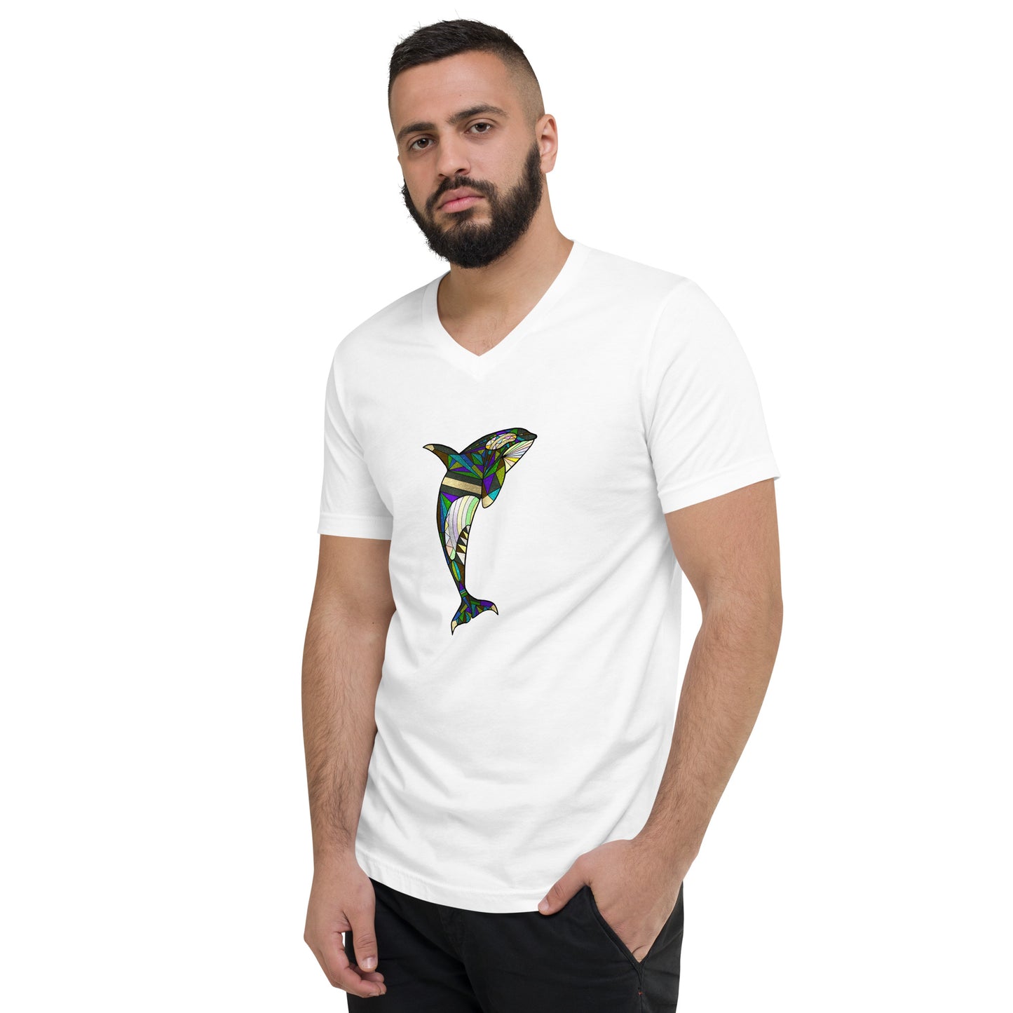 The Cosmic Orca Unisex Short Sleeve V-Neck T-Shirt