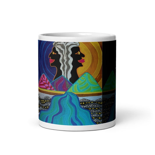 AfroGaia Night Light with Poetry White glossy mug