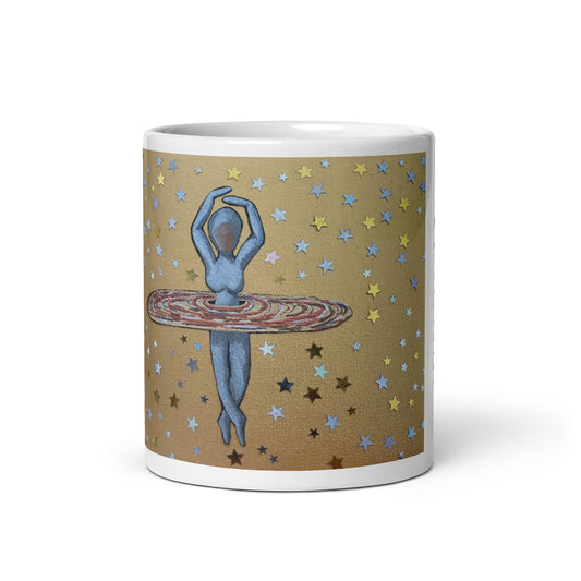 Star Dancers with Poetry White glossy mug