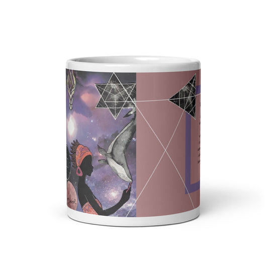 The Whale Dancer with Poetry White glossy mug