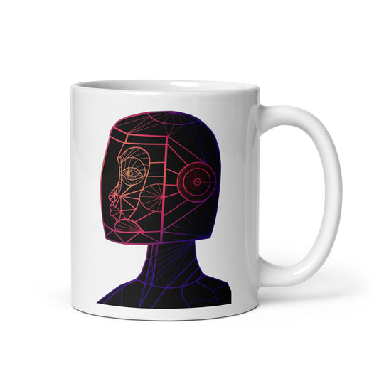 Afrobotica Native Neon White glossy mug