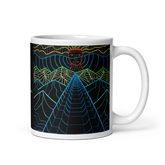 Seeker with Poetry White glossy mug