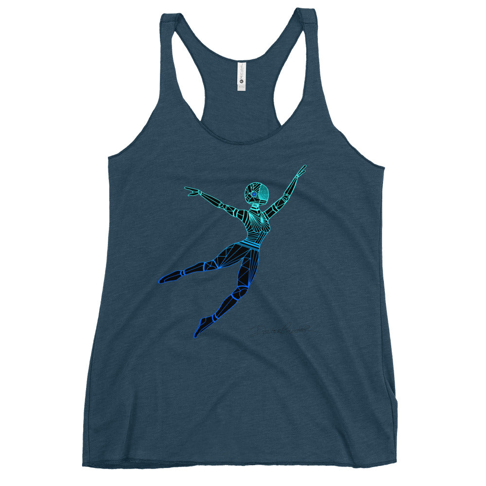 Afrobotica Leap Blue Women's Racerback Tank