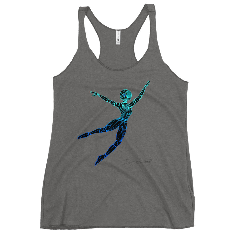 Afrobotica Leap Blue Women's Racerback Tank